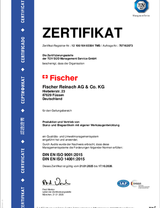 ISO 9001 und ISO 14001 Zertifikat